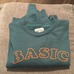 Women's "Basic" Graphic Crew Neck Sweatshirt Large Teal & Orange Common Threads